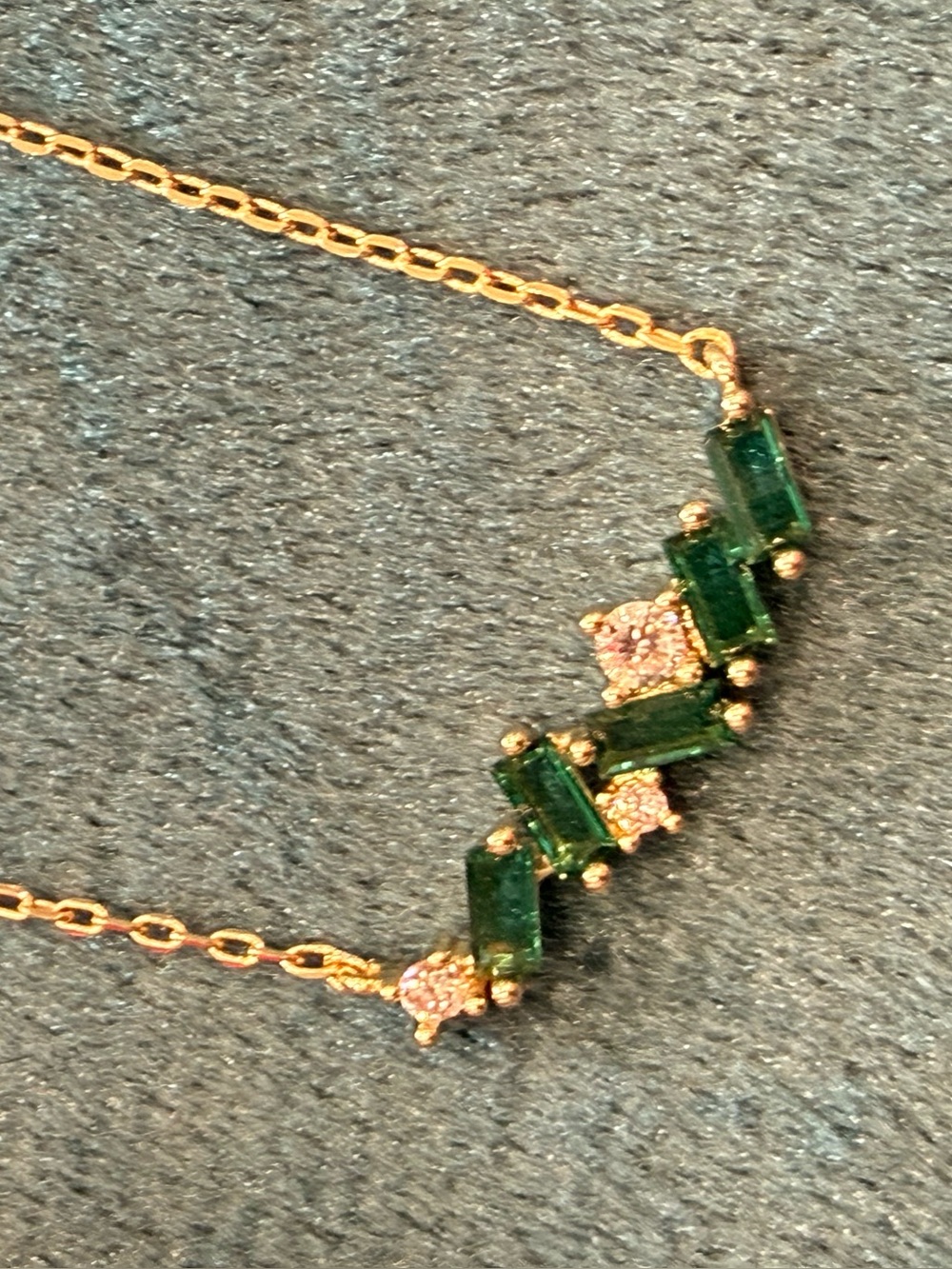 Adina Eden Gold-Tone Necklace with Emerald Green Stones and Crystal Accents